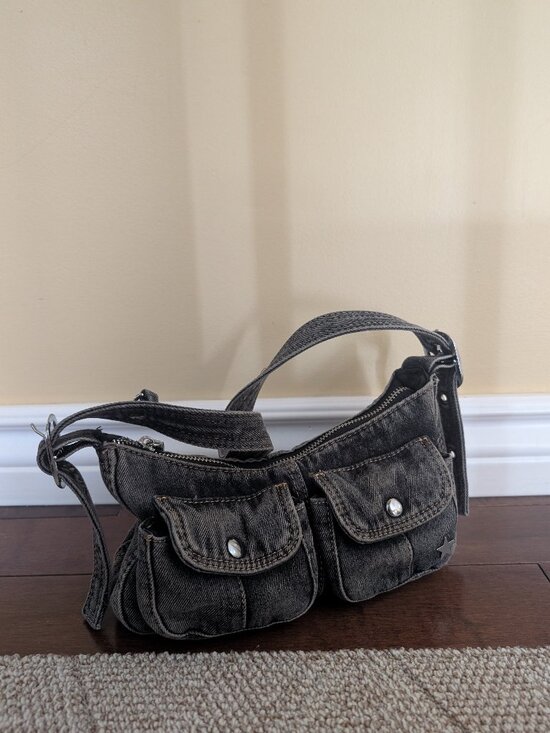 Vintage Handbags - GREY DENIM Y2K VINTAGE MINI SHOULDER BAG